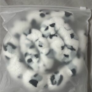 Fuzzy Black and White Hair Scrunchies